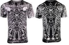 Xtreme Couture By Affliction Men’s T-Shirt CATACOMBS White Skull Biker S-5XL