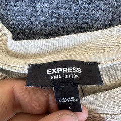 Express Henley Shirt Mens Large Cream Pima Cotton Regular Fit Casual Long Sleeve