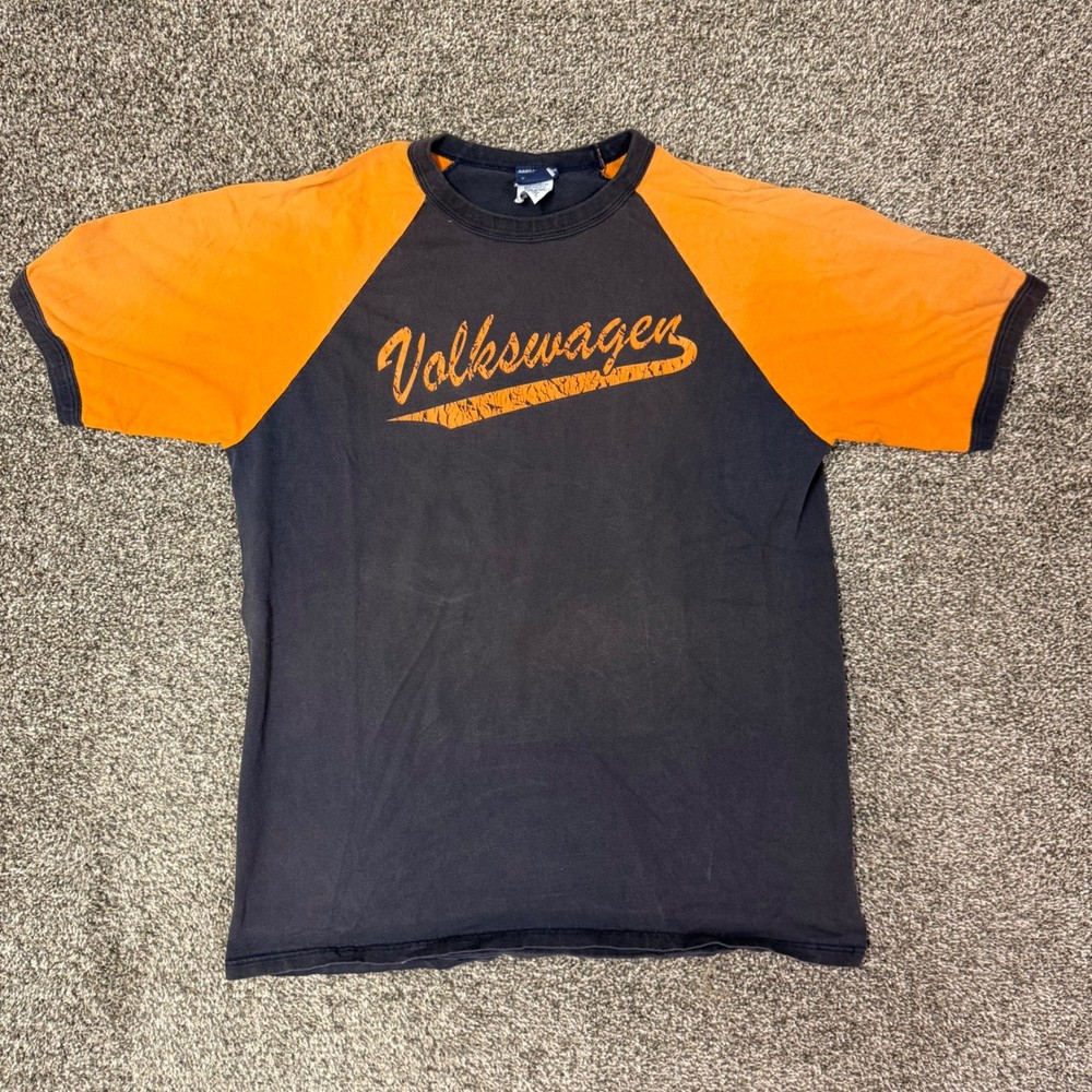 Volkswagen Mens Raglan T-Shirt Black Orange Graphic Tee Avanti Collection XL