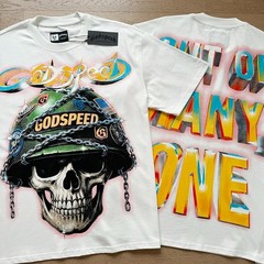 Godspeed Skeleton soldier chain helmet printing Tee Mens Cotton T-shirt