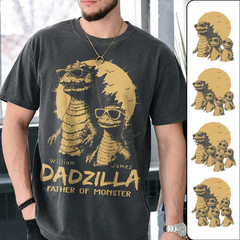Personalized Dadzilla Father’s Day Funny Dad Dinosaur Graphic T-Shirt