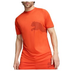 PUMA Train All Day Cat Crew Neck Short Sleeve Athletic T-Shirt Mens Orange Casu