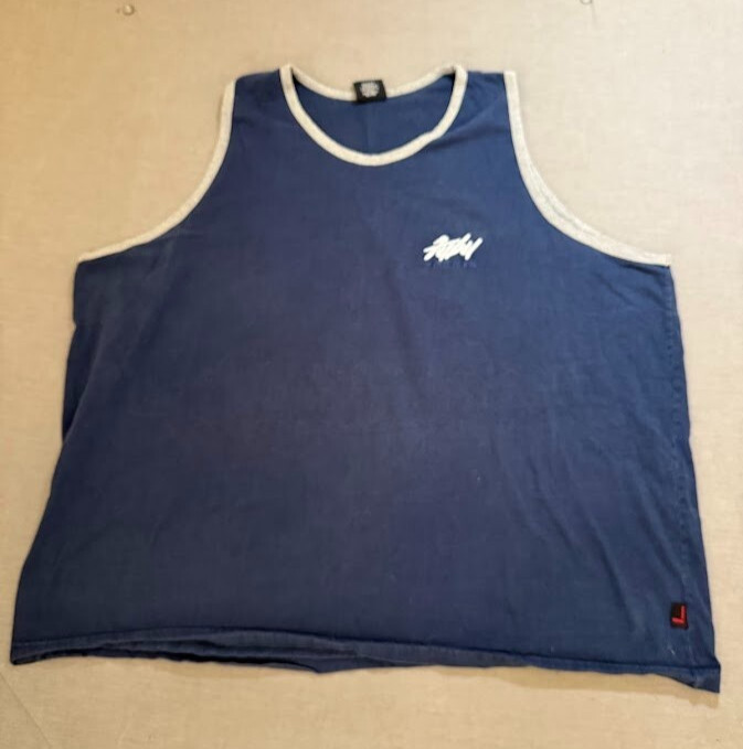 Vintage FUBU Sports Shirt Adult 3X Blue Sleeveless Logo Pullover Tank Mens.
