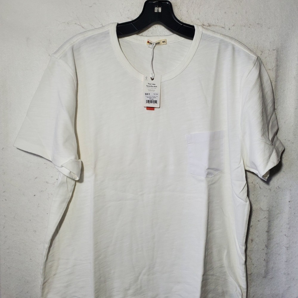 Marine Layer Shirt Slub Pocket Shirt Mens Large Antique Cream White Tee NWT