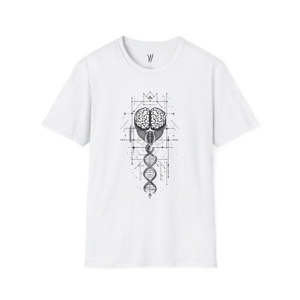 Geometric Brain DNA T-Shirt, Artistic Unisex Tee, Science Gift, Unique Design,