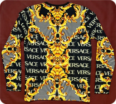 Versace Men’s Floral Print Medusa Gold Long Sleeve T-Shirt Size XL