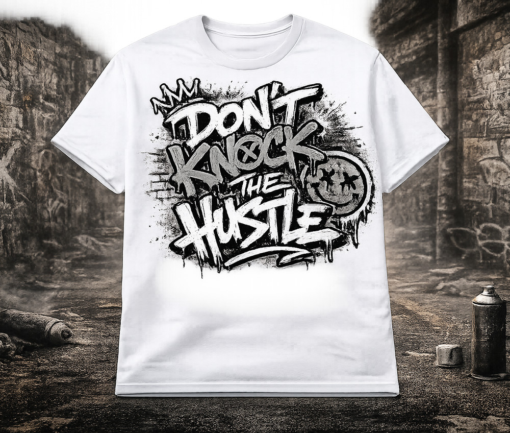Hustle Dont Knock Smiley Graphic Tee Shirt Big & Tall Pro Club Shaka Streetwear