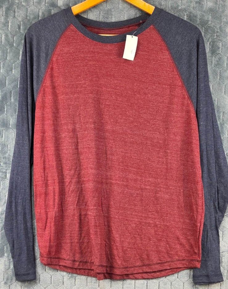 NWT Cremieux Raglan Shirt M Men’s Gray/Red Long Sleeve Baseball Tee