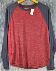 NWT Cremieux Raglan Shirt M Men’s Gray/Red Long Sleeve Baseball Tee