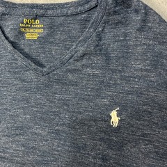 Polo Ralph Lauren Shirt Mens XL Blue V-Neck Long Sleeve Pony Cotton Tee