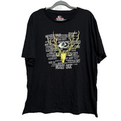 Mossy Oak Men XXL Black Short Sleeve Shirt Deer Skull Buck Graphic Hunting Tee