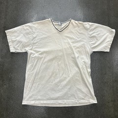 Jerzees Shirt Mens XL White V Neck 362 Trim Collar Casual Basic Tee Cotton