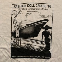 Vintage 90s Fashion Doll Cruise Barbie Florida Westerdam 1998 Retro T-Shirt L