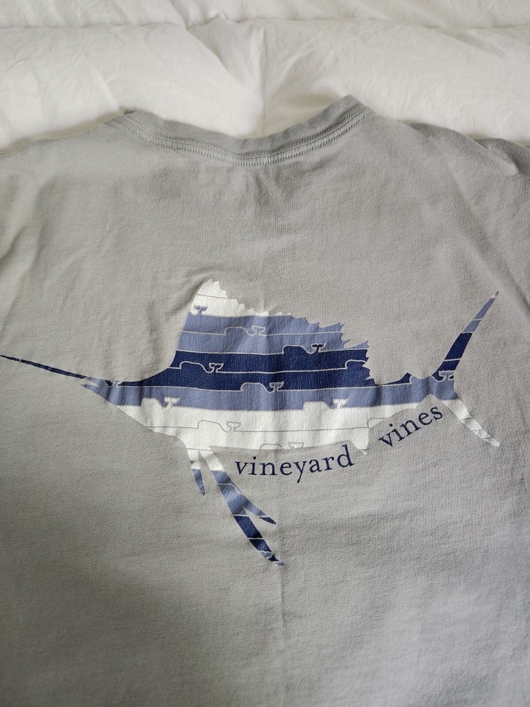 Vineyard Vines Men SS Whale Pocket Crew Tee T-Shirt “SAILFISH WHALE LINE” sz XS