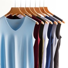 Men Silk Tank Top Seamless Sleeveless Vest Gym Sports Casual Summer Undershirt