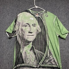 Dollar T-shirt Adult Size Large Green Short Sleeve Mens Graphic Print Y2K