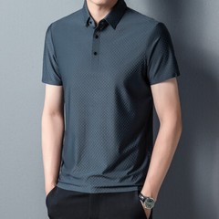 New Traceless Short Sleeve Men’s Solid Color Fashion Casual Lapel T-shirt