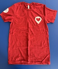 Whole Foods Market We Love Local T-Shirt S Small Red Work Crew Uniform Tee Heart