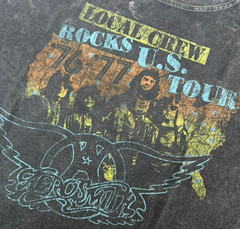 Aerosmith Shirt XL 1976 Rocks Tour Acid Wash Local Crew Grunge Metal Band Tee
