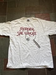Vintage 1994 Tultex White Murder She Wrote Rare T Shirt Extra Large XL Fast S/H