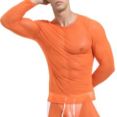 Mens Long Sleeve See Through Mesh T Shirt Sexy Muscle Clubwear Blouse Tops Tee
