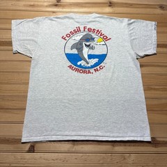 Vintage 1994 Fossil Festival Aurora North Carolina Shark Graphic T-Shirt USA XL