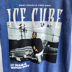 Ice Cube Mineral Wash It Was a Good Day Blue Tee Retro Graphic Mens Medium M Rap