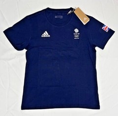Adidas Training Shirt Team GB Olympic 100% Cotton White Blue XS S M L XL 2XL 3XL