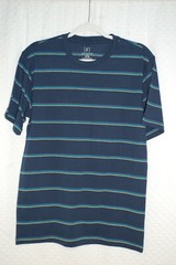 Mens S/S T-Shirt NAVY w/ THIN STRIPES Blue Turquoise Olive SIZE S M L XL 2XL