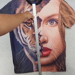 Hudson outerwear t-shirt large half woman tiger face print skate AoP Animal