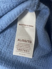 Scotch & Soda Mens XL Blue Waffle Knit Crew Neck Textured T-Shirt Amsterdam