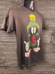 Vintage Marvin The Martian 90’s Looney Tunes Cartoon TV Gray T-Shirt Size Medium
