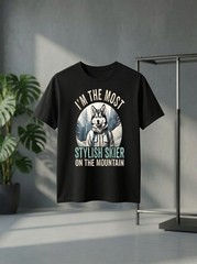 I’m the Most Stylish Skier on the Mountain Funny Husky Dad Shirt