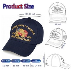 Embroidered United States 250th Anniversary Hat – 250 Years Anniversary USA T…