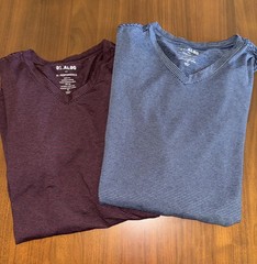 01.Algo Men’s M T-Shirt set of 2 stripe V-neck UPF 40+ Performance Recycle