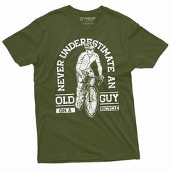 Men’s Bicycle Bike T-shirt Old guy on bicycle Papa Dad Grandpa biking Tee Shirt
