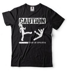 Caution This Is Sparta Cool T-shirt Funny Tee Shirt Spartan T-shirts Gym T-shirt
