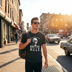 Mens Too Cool for British Rule T Shirt Funny Patrotic 4th Of July Party Tee for