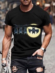 Men’s 3D Printed Fashionable T-shirt – Casual Breathable Polyester Fiber, Machin