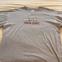 Vtg Corpus Christi TX 3-D Graphic T-Shirt Gray Souvenir Sailboat Beach XL Intex