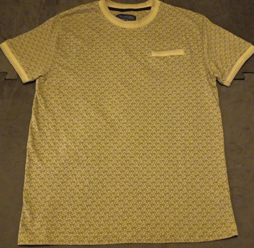 Lg Straight Faded New York Brown Waffle Pattern AOP Faux Pocket T Shirt