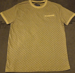 Lg Straight Faded New York Brown Waffle Pattern AOP Faux Pocket T Shirt