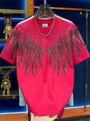 Men Fashion Luxury Trend Wings Drills Rhinestone Diamond Streetwear T-Shirt