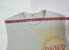 ZARA Men’s Sleeveless Graphic T-Shirt Tank Top Size L Gray DNWR 1975 Retro Print