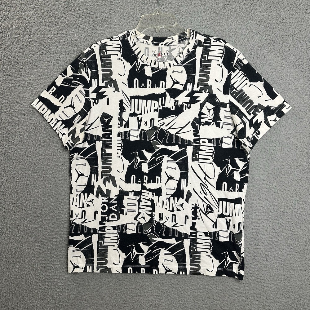 Air Jordan T Shirt Men’s Large All Over Print Graphic Short Sleeve Jumpman