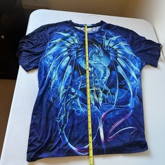 Blue Ice Dragon All Around Print 3D Poly SS T-Shirt Size 0XL Mystical Magic