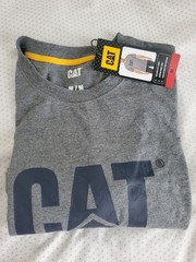 CAT Caterpillar Men’s Relaxed Fit T Shirt, Gray, Medium, Tagless, Rubber Print