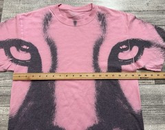 Lion Tiger Big Cat Face Animal Print Shirt Adult Size Large Pink Short Sleeve