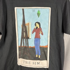 The SIM Tarot Card T Shirt Black Medium Crewneck Graphic Tee Streetwear Skater