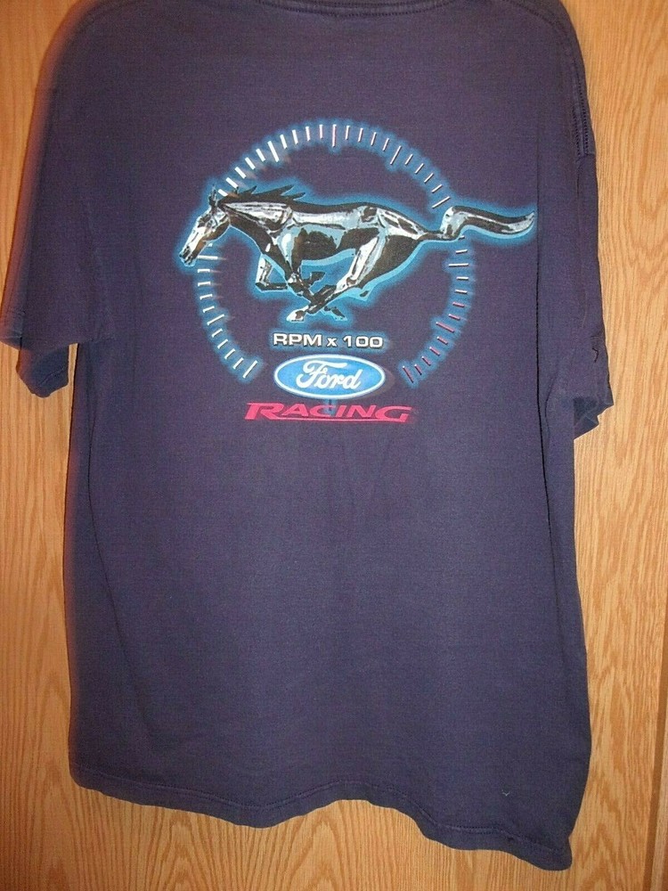 Mustang Pony Ford Racing blue L t shirt